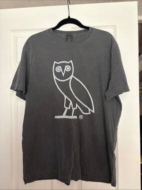 OVO Owl Logo Tee - Charcoal with Light Gray Graphic